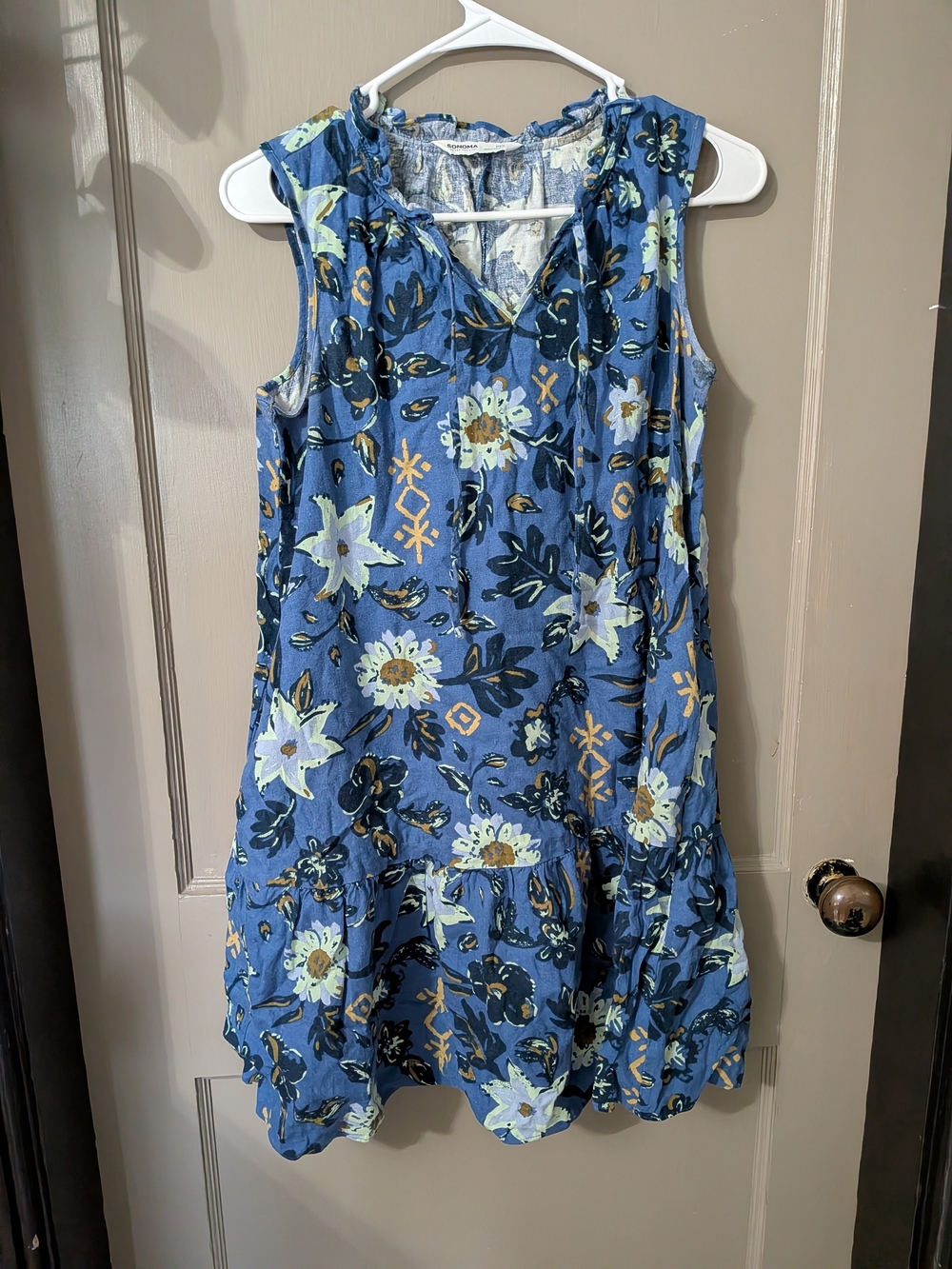 SONOMA Floral Dress Blue & White Size PXS